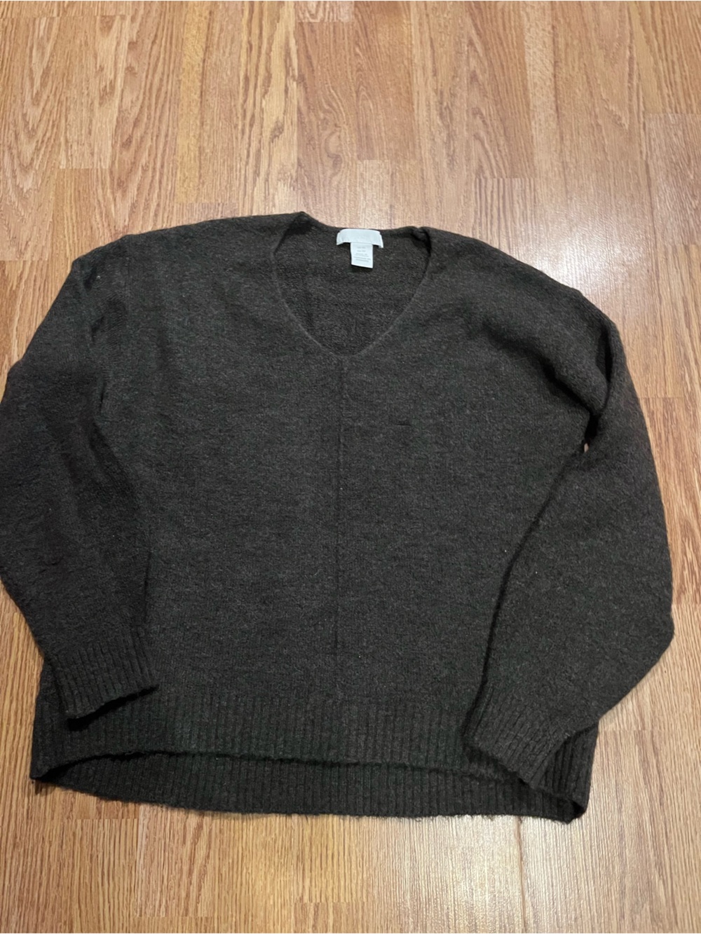 Men's V-Neck brown Wool mix Sweater